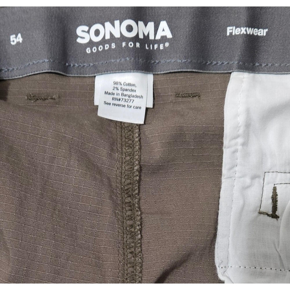 Sonoma Goods Mens Flexwear Cargo Shorts Brown Ripstop Size 54 Flap Snap Pocket - Picture 5 of 11